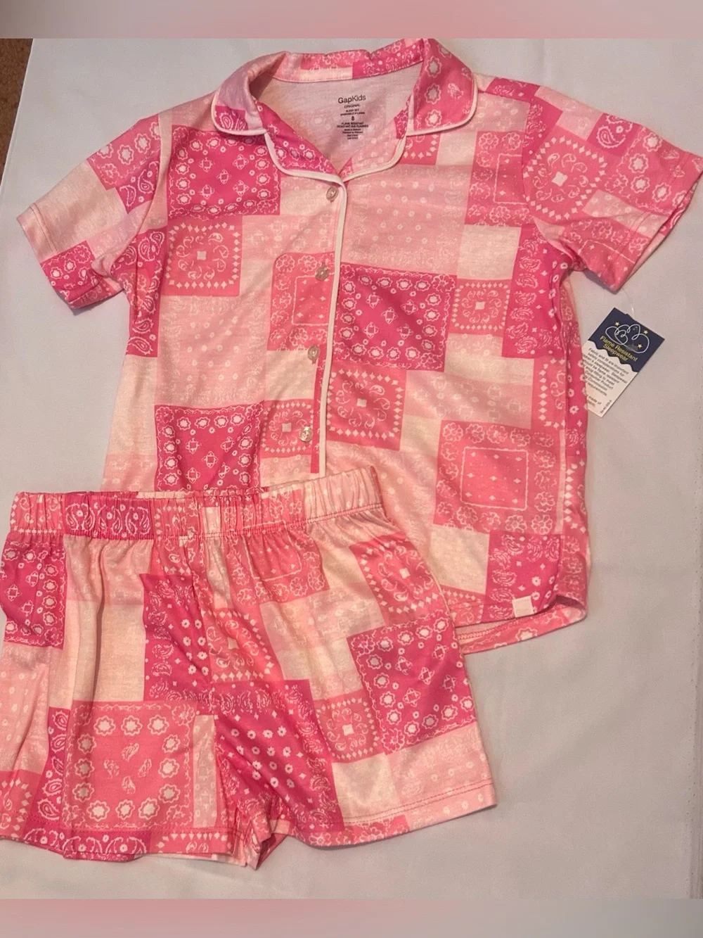GAP Girl’s Short Pajama Set Size 8 NEW Pink Patchwork